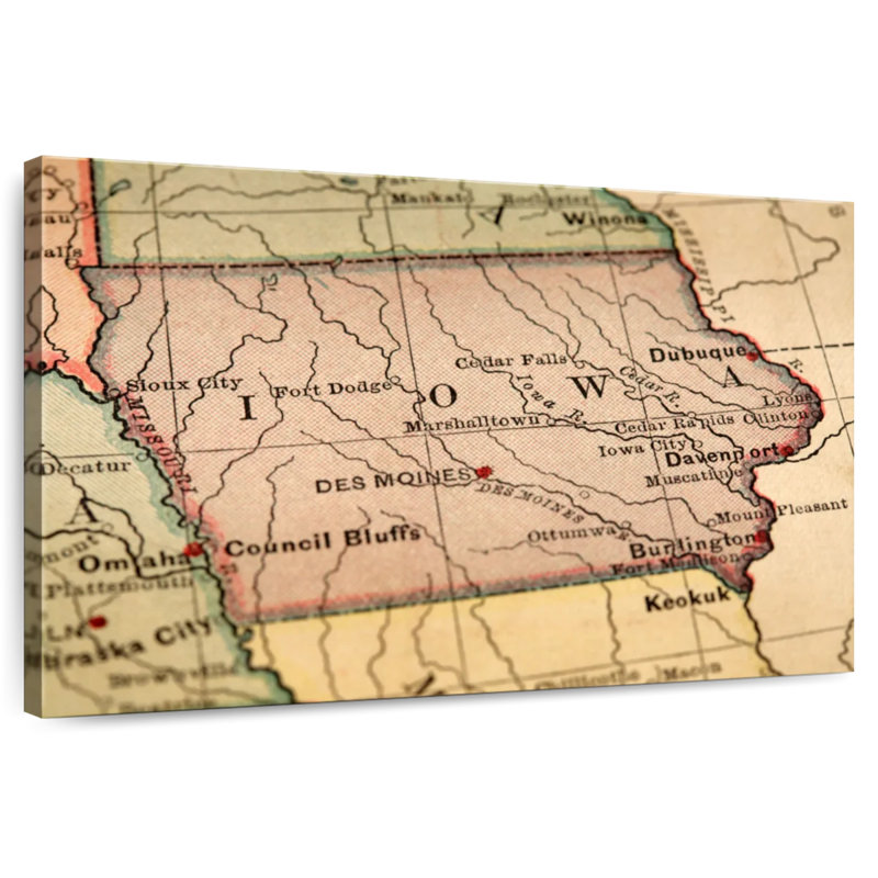 Carte rétro de l'Alaska, Iowa, H 30 po x l 45 po