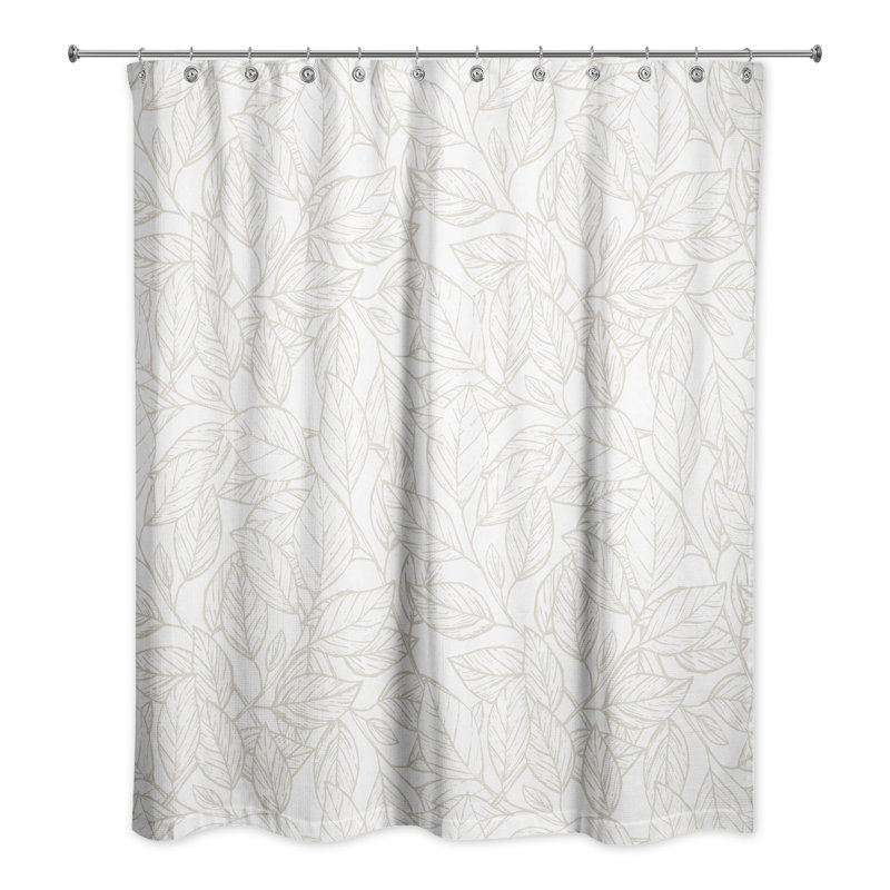 Rideau de douche simple à motif floral deralyn, Beige
