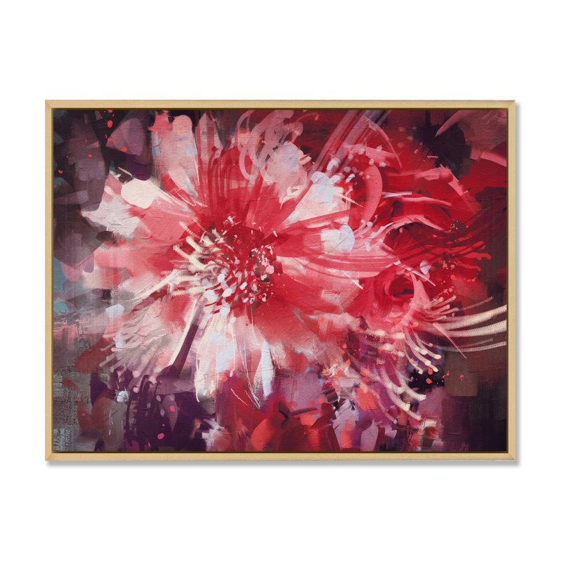 «Abstract Vivid Flower Bouquet», reproduction sur toile, H 8 po x l 12 po x P 1 po, Cadre naturel flottant