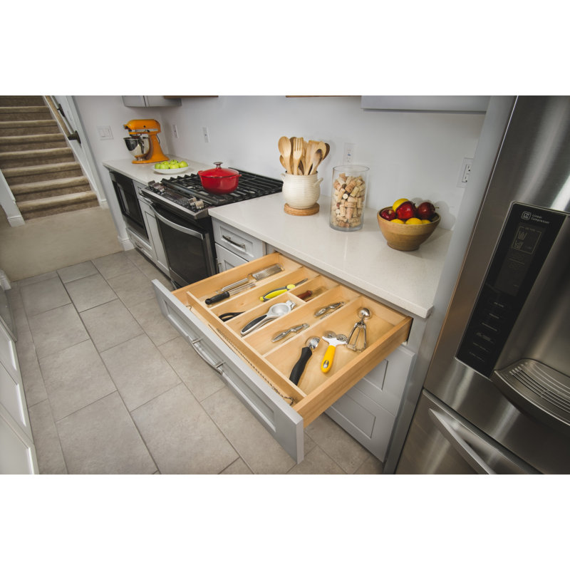 Maple Wood Adjustable Kitchen Drawer Organizer Insert