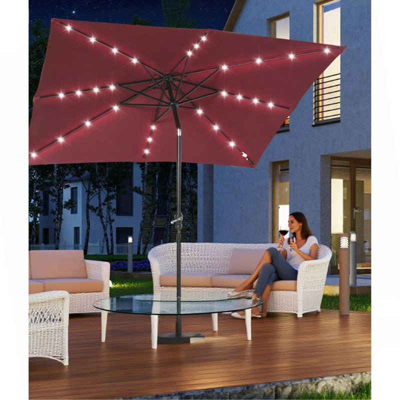 Parasol solaire Sun, parasol de patio éclairé, Rouge