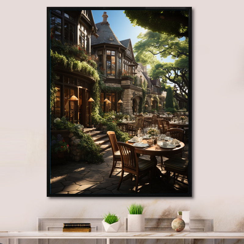 Country Club Outdoor Dining II, reproduction d'art sur toile, H 40 po x l 30 po x P 1,5 po, Noir