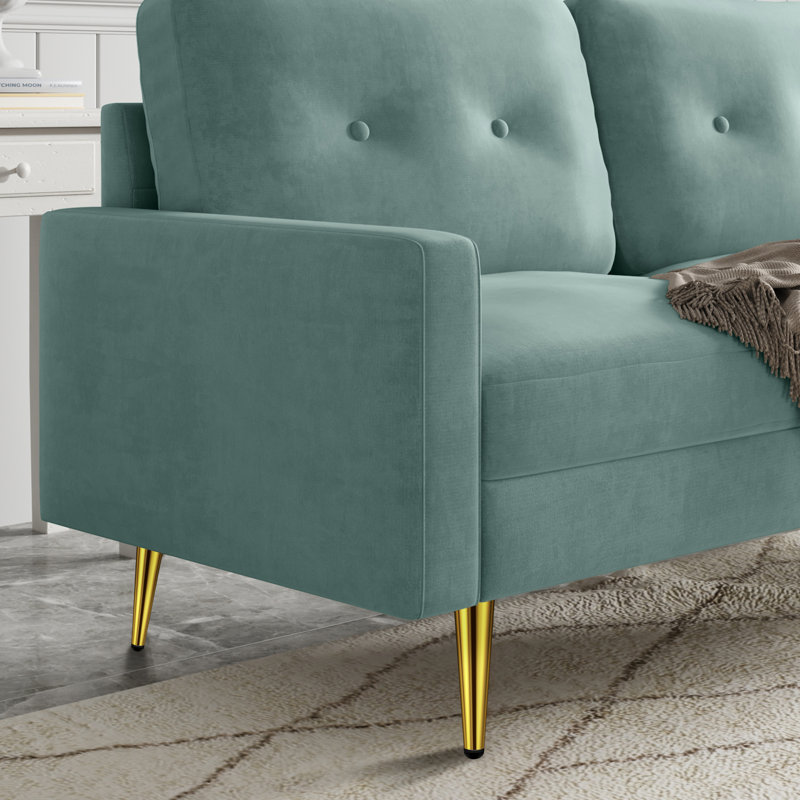 Canapé 70 po en velours 70 po, Turquoise turquoise