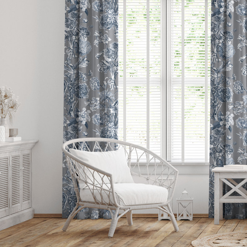 Alexandria Shadow Cotton Rod Pocket Drapery Panel Set of 2, 50" W  x 180" L