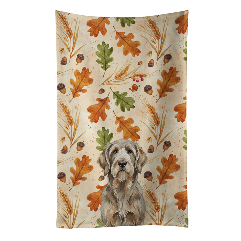 Grizzle and Tan Otterhound Heirloom Fall Kitchen Towel, Grizzle and Tan Otterhound