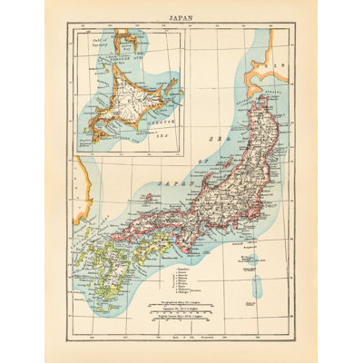 Carte du Japon par Wild Apple Portfolio - impression sur toile tendue