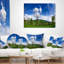 Coussin décoratif à imprimé paysage vert et bleu printemps