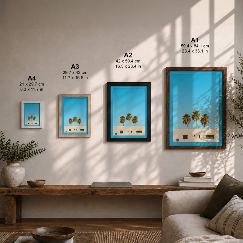 Palms And Architecture Minimalist - Print, Unframed, A3 - 42.0 x 29.7 cm