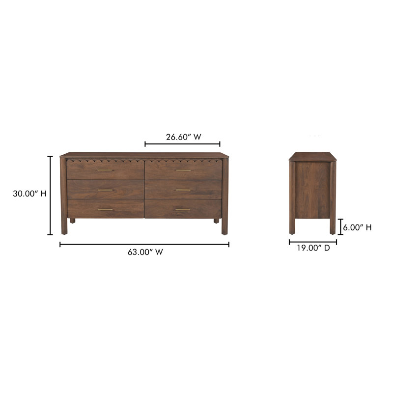 Wiley 6 - Drawer Solid Wood Dresser