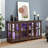LED light TV Stand with Glass Doors and Adjustable Shelves-1490267602