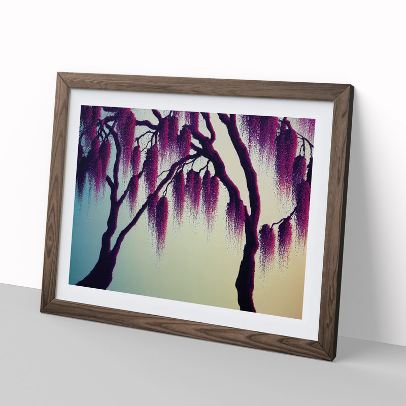 Dashing Weeping Willow Trees - Framed Print, 25cm H x 34cm W x 2cm D, Walnut Framed