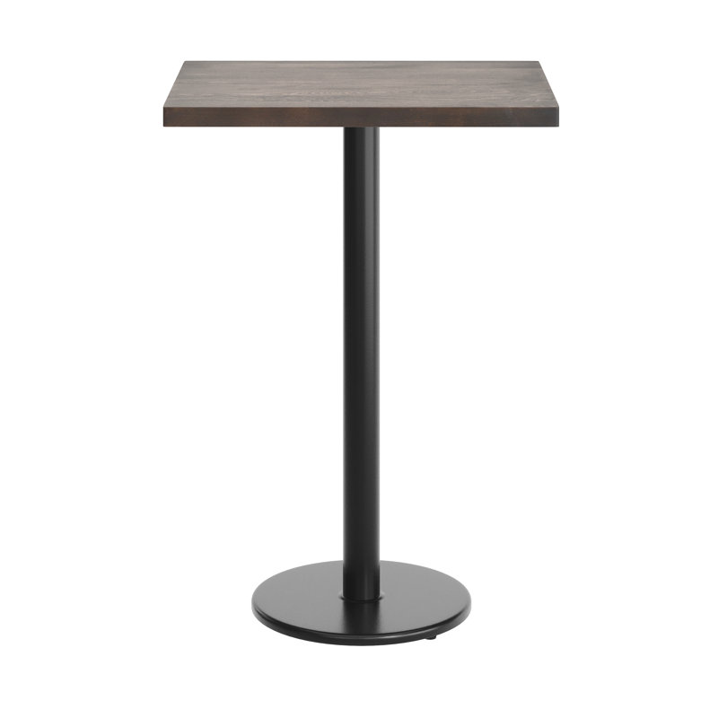 Plateau de table commercial en bois massif de L 30 po x l 24 po avec base de bar d'une hauteur de 18 po, Bois brun foncé