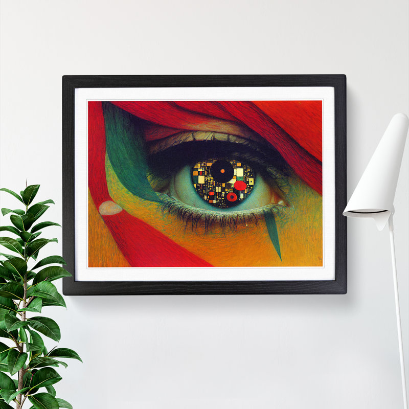 Klimt Human Eye - Single Picture Frame Print, Black Framed, 46cm H x 64cm W x 2cm D