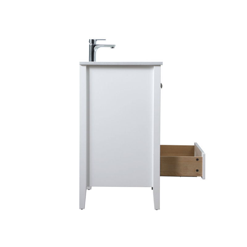 Ensemble de meuble-lavabo simple 30 po avec plateau en marbre Jadaya, Blanc