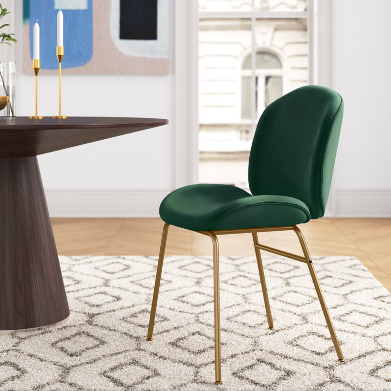 Shae 46cm H Velvet Upholstered Side Chair, Green
