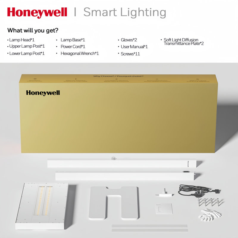 Honeywell 77" Dimmable Led Floor Lamp With 6000 Lumens, Adjustable Brightness 4000k Natural Daylight Reading Floor Lamp