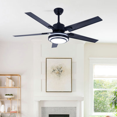 52 Inch 5 Blades Modern Ceiling Fan For Indoor With Lights And Remote Control
