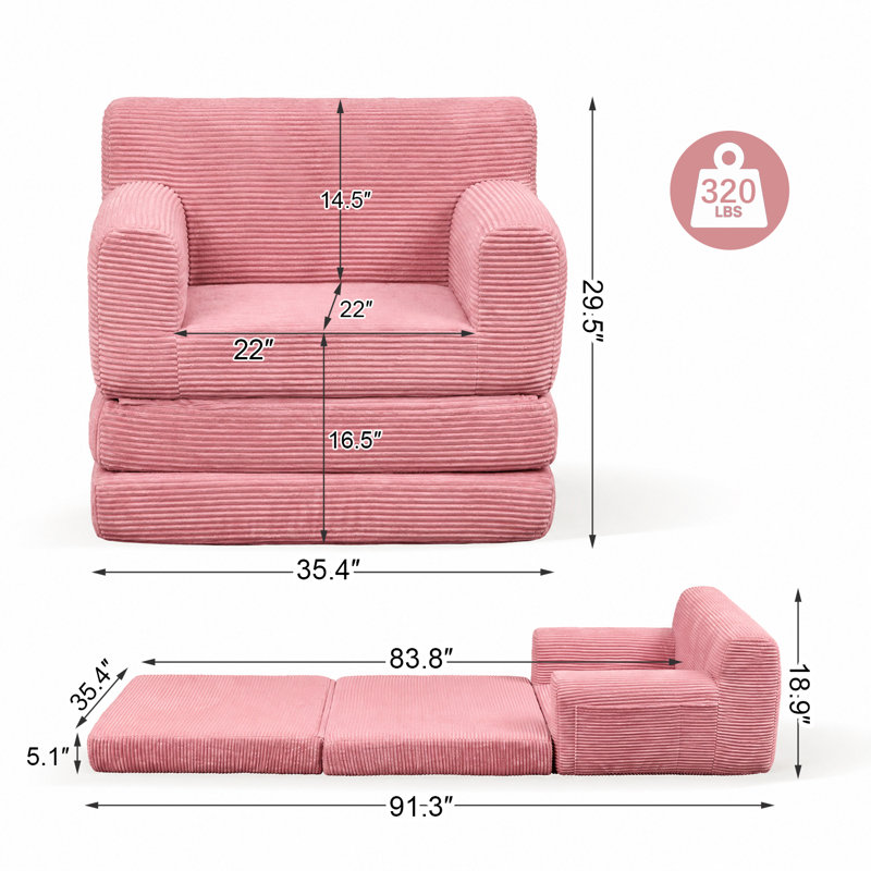 Canapé-lit modulaire à compression Boneless, Rose