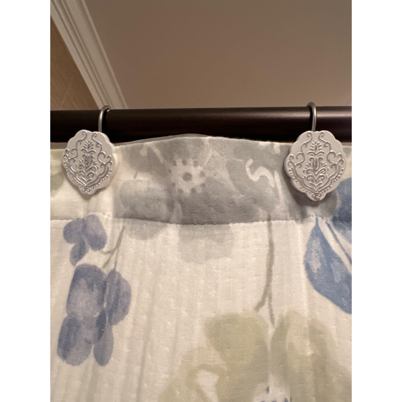 Ensemble de 12 anneaux de rideau de douche pour salle de bain - Crochets décoratifs pour rideau de douche - Crochets de rideau de douche blancs