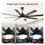 Ventilateur de plafond intelligent de 52 pouces avec lumière, ventilateur de plafond noir moderne avec 8 pales en ABS, moteur à courant continu à 6 vitesses, commande vocale compatible avec Alexa et Google Home, ventilateur de plafond à DEL à intensité variable pour la cuisine du patio de la chambre à coucher-122097850