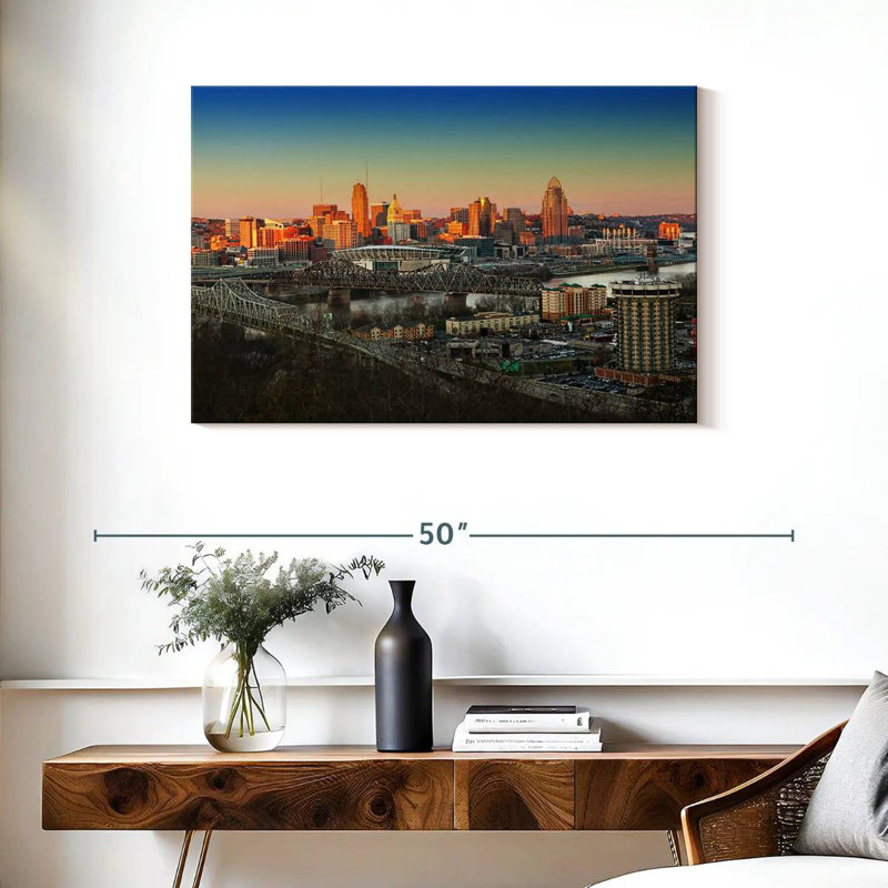Hannes Cincinnati Sunset Skyline, 24" H x 36" W