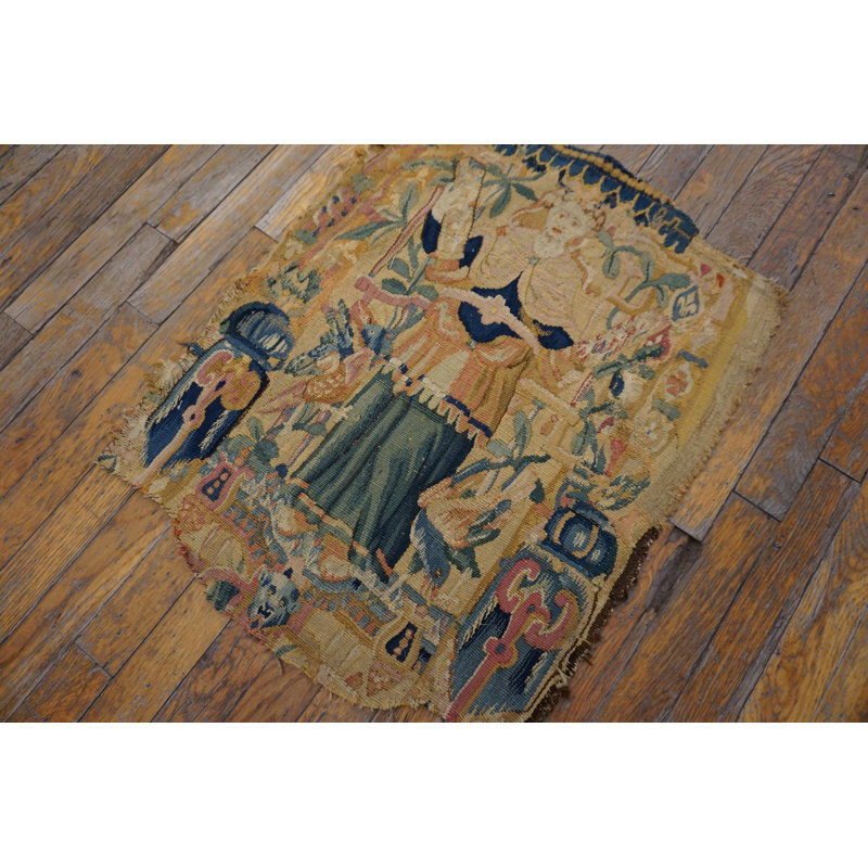 Elegant Antique Belgian Floral Tapestry Rug