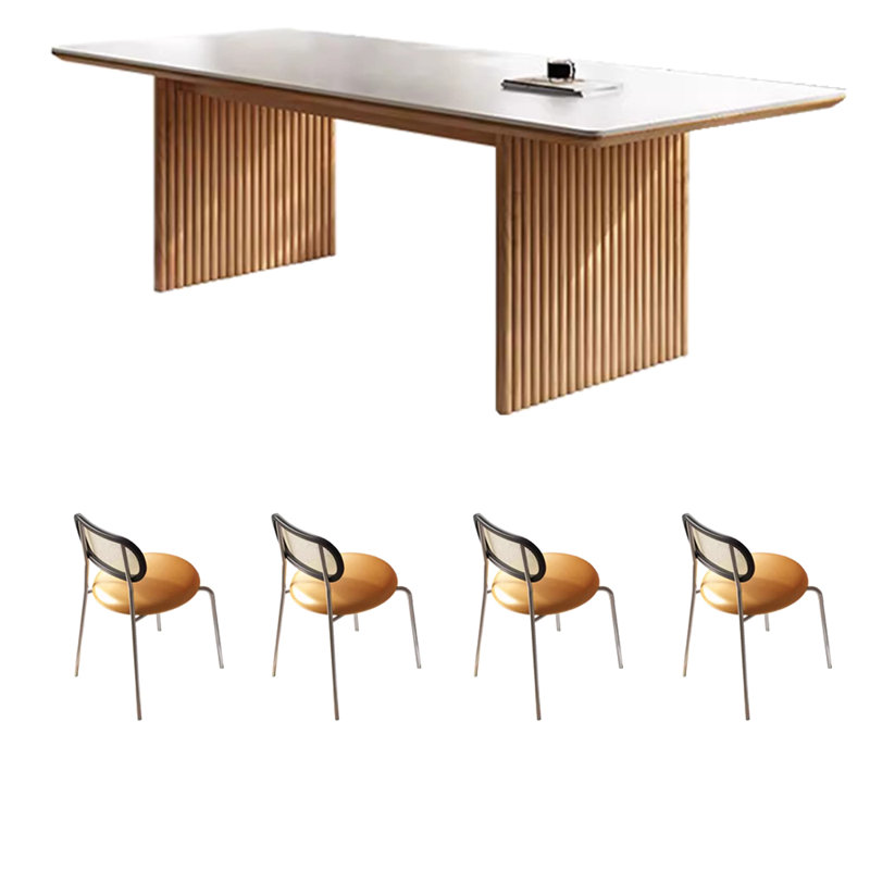Table et chaise rectangulaire moderne de luxe moderne, H 29,5 po x L 62,9 po x l 31,4 po