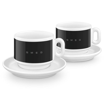 50's Style Porcelain Cappuccino Cups, Set of 2