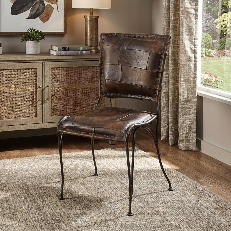  Chaise d'appoint en similicuir brun