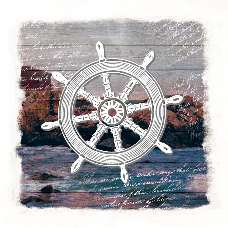 Distressed Wheel On Photo Wood - Wrapped Canvas Print, 30cm H x 30cm W 