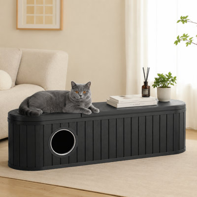 3-in-1 Weatherproof Cat House, Outdoor Stool & Plant Stand, UV Resistant Multi-Functional Pet Shelter for Single Cats & Stray Felines