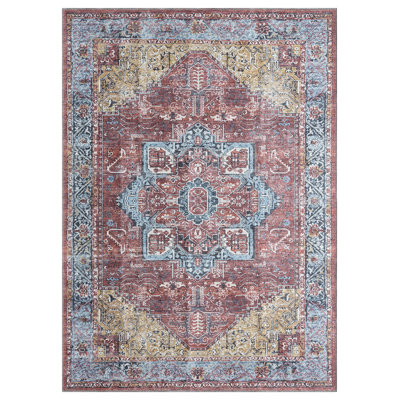 Lancaster Washable Red Area Rug