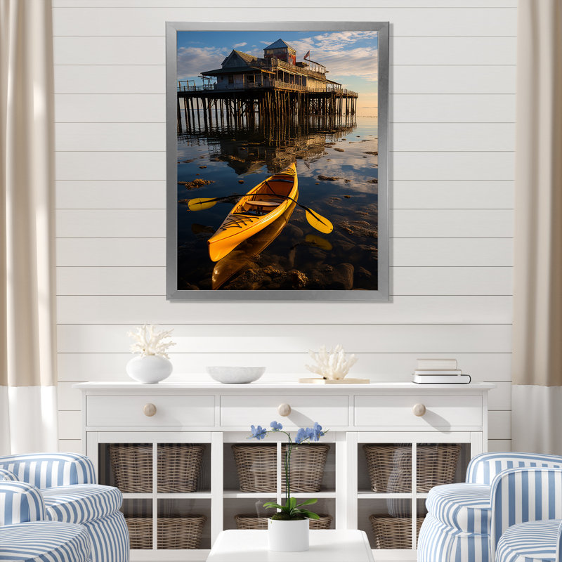 Pier Pier Reflections III sur impression sur toile, H 44 po x l 34 po x P 1,5 po, Cadre photo argenté
