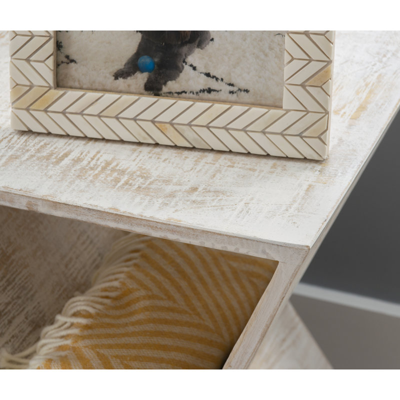 Crabill Solid Wood End Table, Whitewash