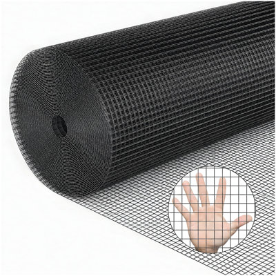 48in x 50ft black metal mesh, 1/2-inch welded chicken wire roll, garden plant fencing, suitable for chicken coops and home renovation