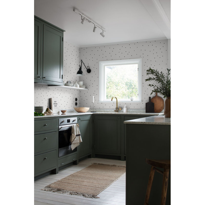 Familj II Polka Dots Wallpaper Roll, Gray