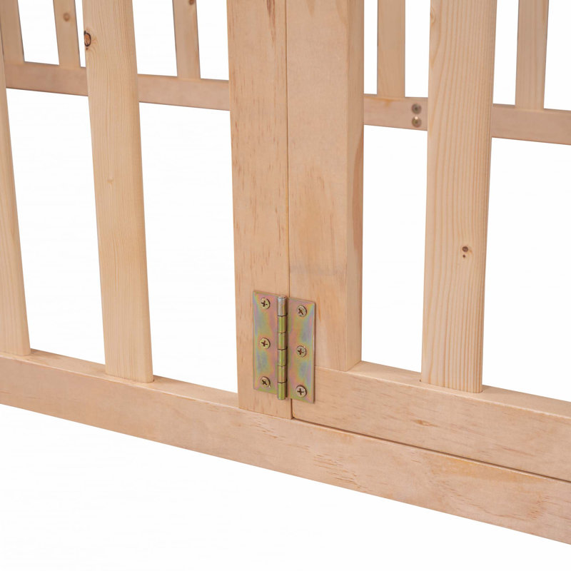Wood Daybed Frame with Fence, Natural, Twin