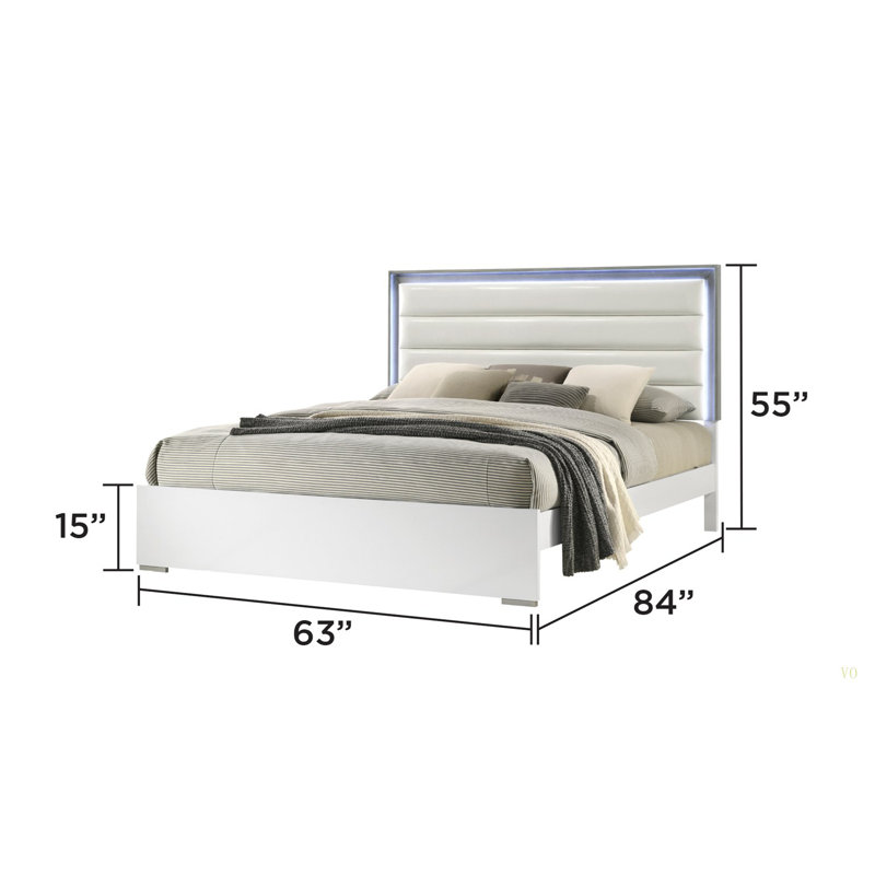 Grand lit de style contemporain avec tête de lit à DEL et bois