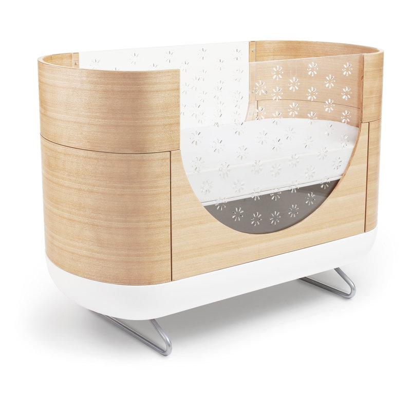 Natural Wood and Acrylic Convertible Crib with Mattress