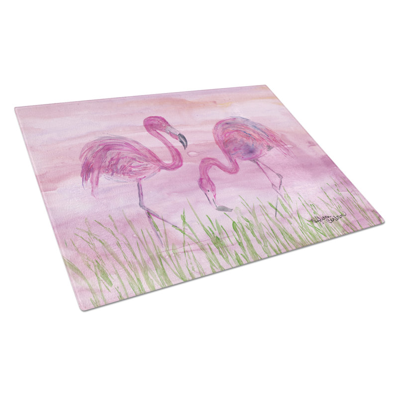Caroline's Treasures Glass Flamingos Cutting Board