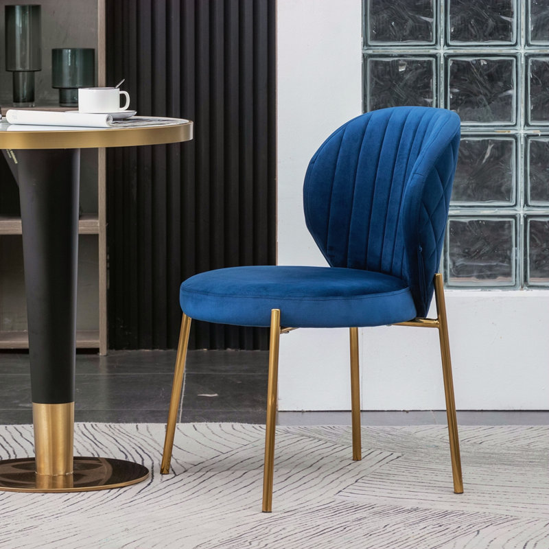 Chaise de salle à manger en velours, Bleu