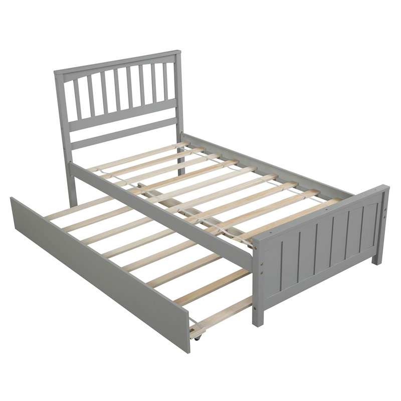Lit plateforme avec lit gigogne, Gris
