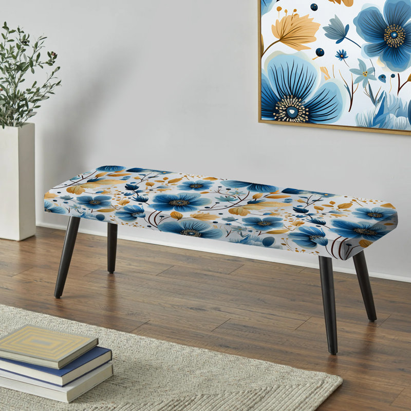 Banc rembourré Watercolor Whimsy Blue Floral Melody II - Floral