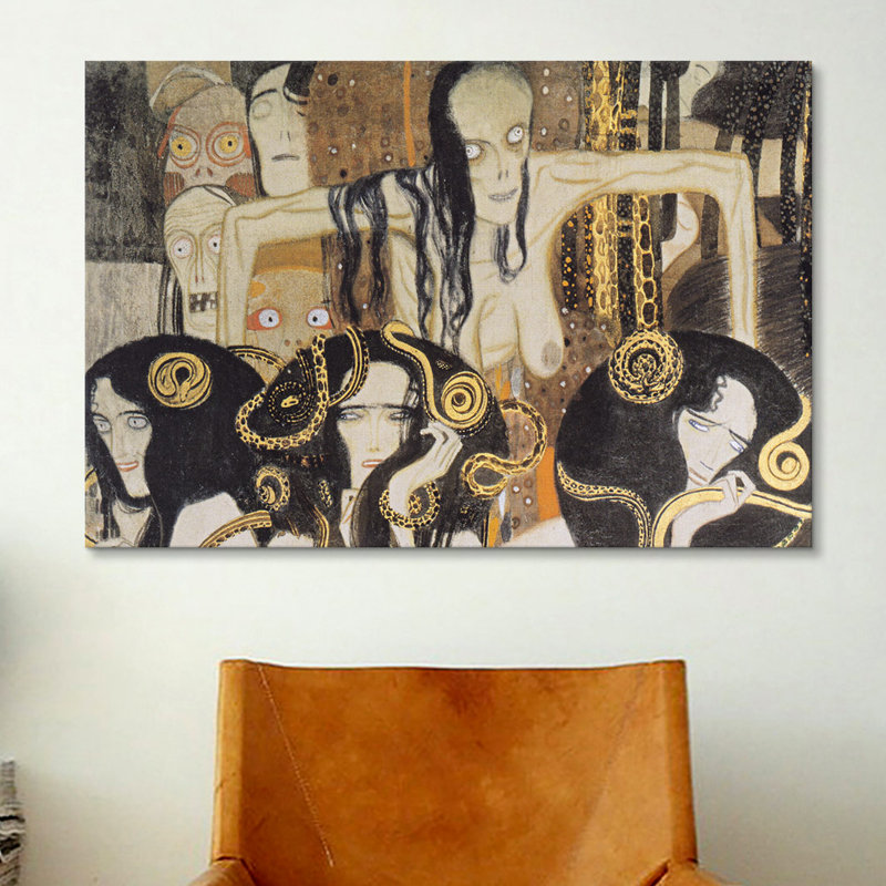 « gorgonen 3 (the three gorgones : maladie, madness, décès) » par gustav klimt,, reproduction d’art sur toile, Toile tendue