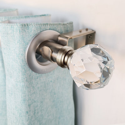 Harri Bridgon Clear Faceted Single Curtain Rod Set Adjustable 1.125" Dia