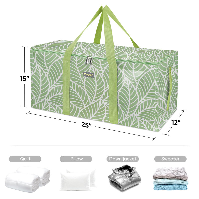 Extra Large Storage Tote with Zippers & Carrying Handles, Antique Foliage