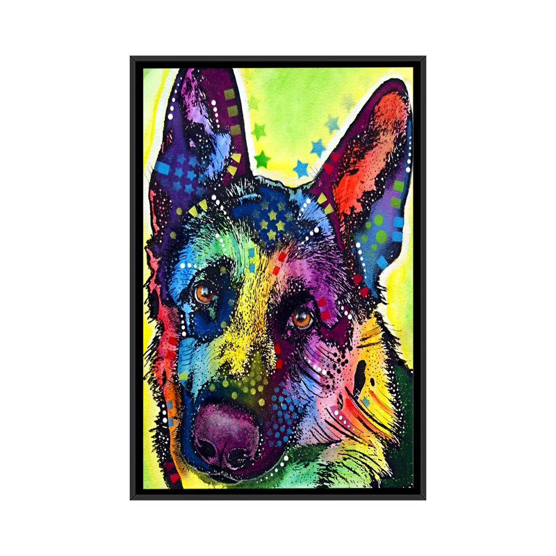 « german berger », impression sur toile, H 26 po x l 18 po x P 1,5 po, Toile avec cadre noir
