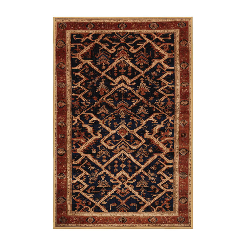 Machine Washable Persian Brown Area Rug, Rectangle 5' x 7'