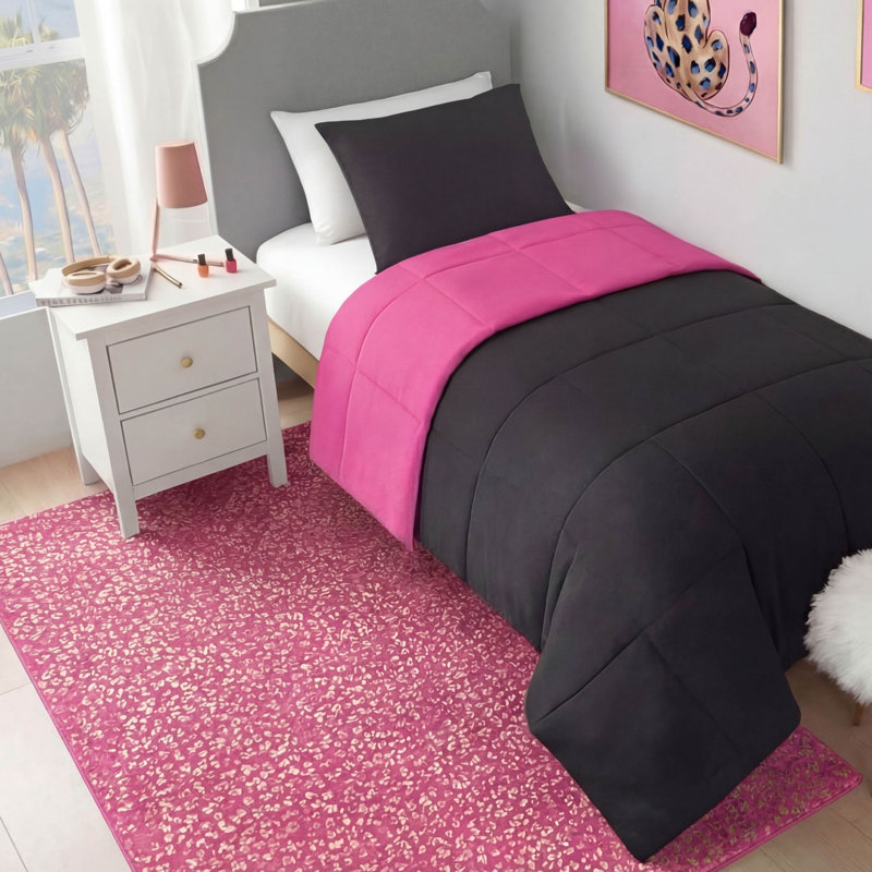 Juicy Couture Metallic Leopard Plush Rugs, 4' x 6', Hot Pink
