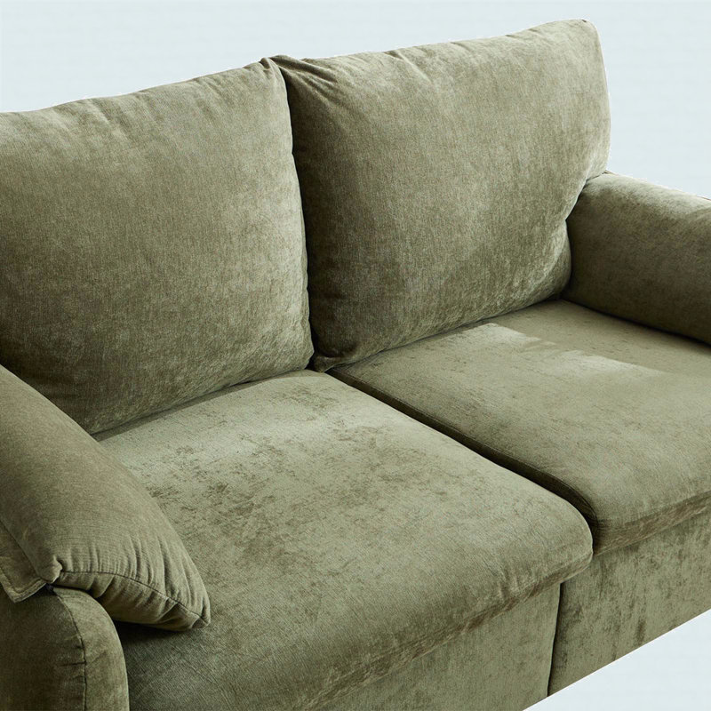 Canapé rembourré 2 places avec coussins en duvet Jax Chenille, Vert